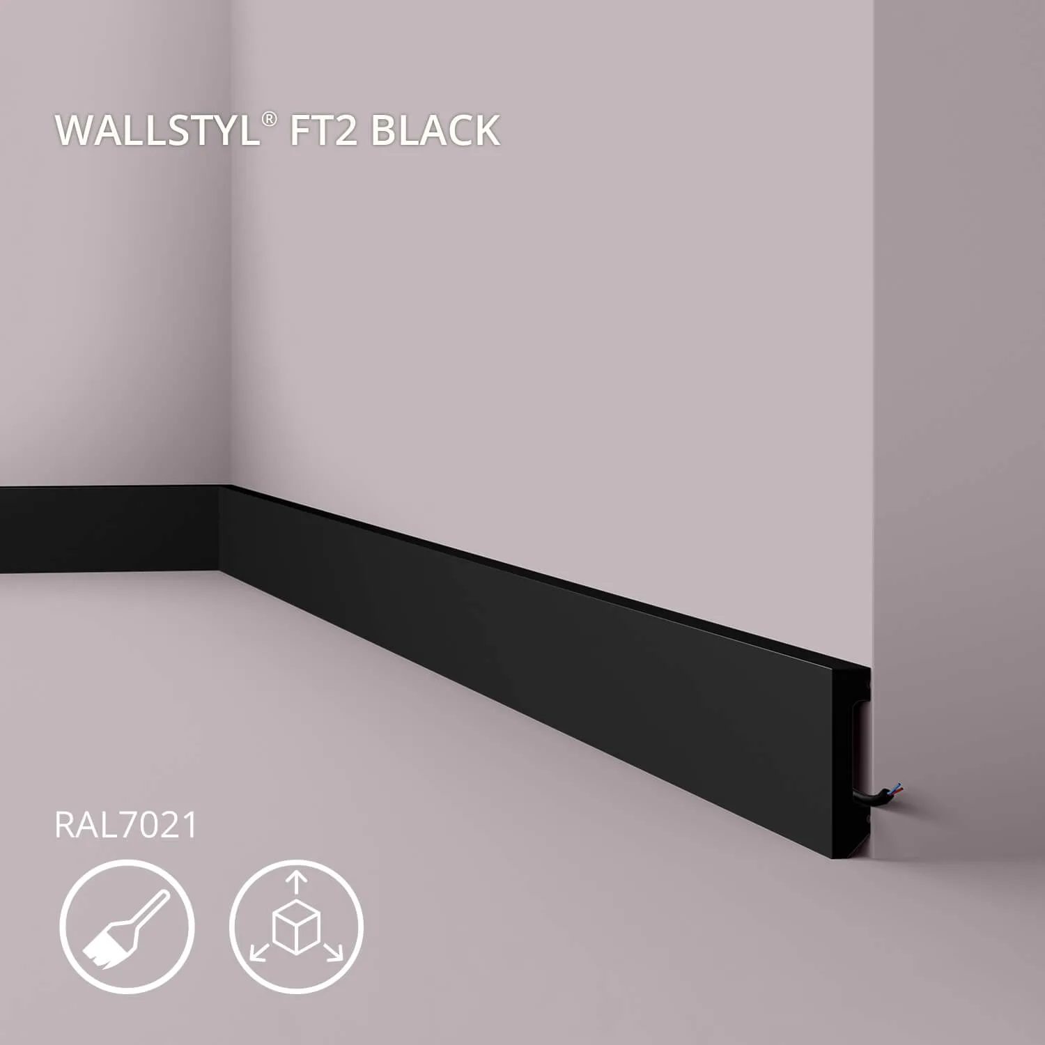 Plintǎ polimer dur FT2 Black WALLSTYL