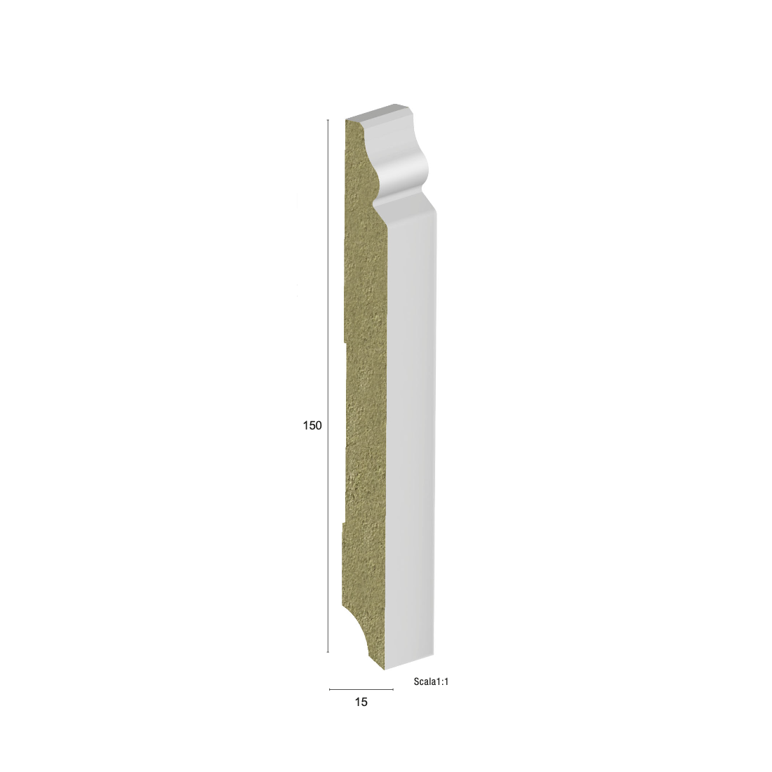 Plinta HDF alba P3 150×15 Pregio Plus