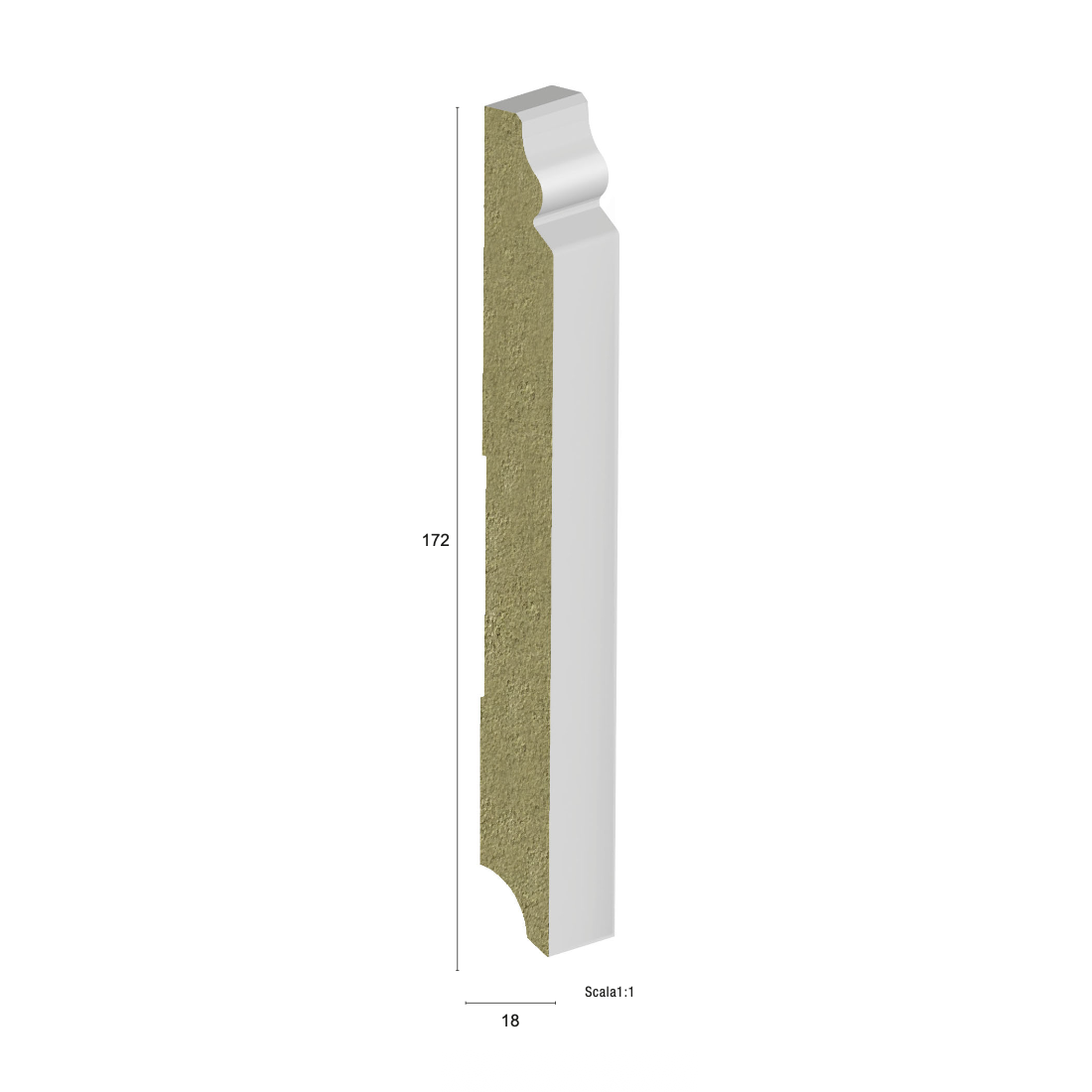 Plinta HDF alba P3 172×18 Pregio Plus