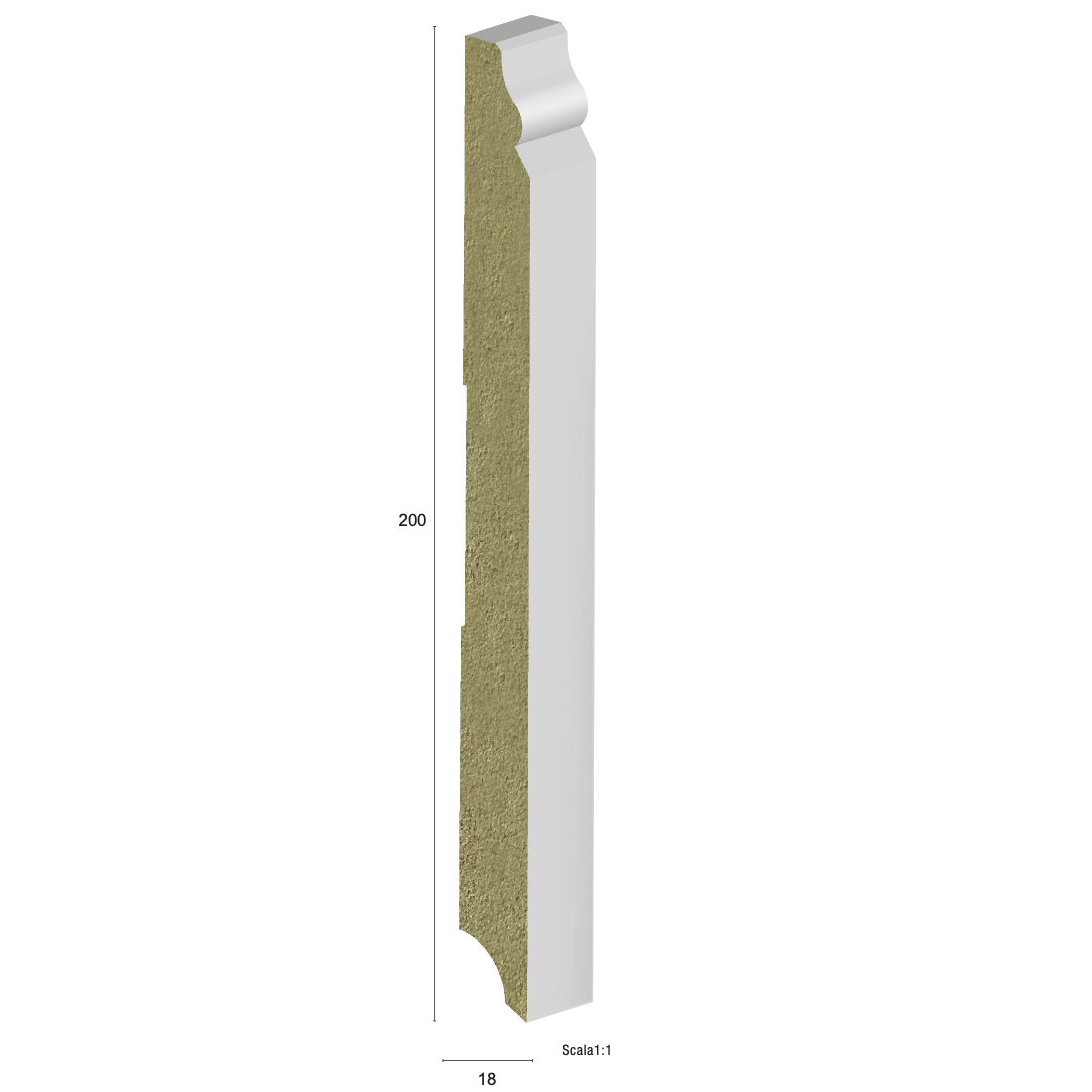 Plinta HDF alba P3 200×18 Pregio Plus