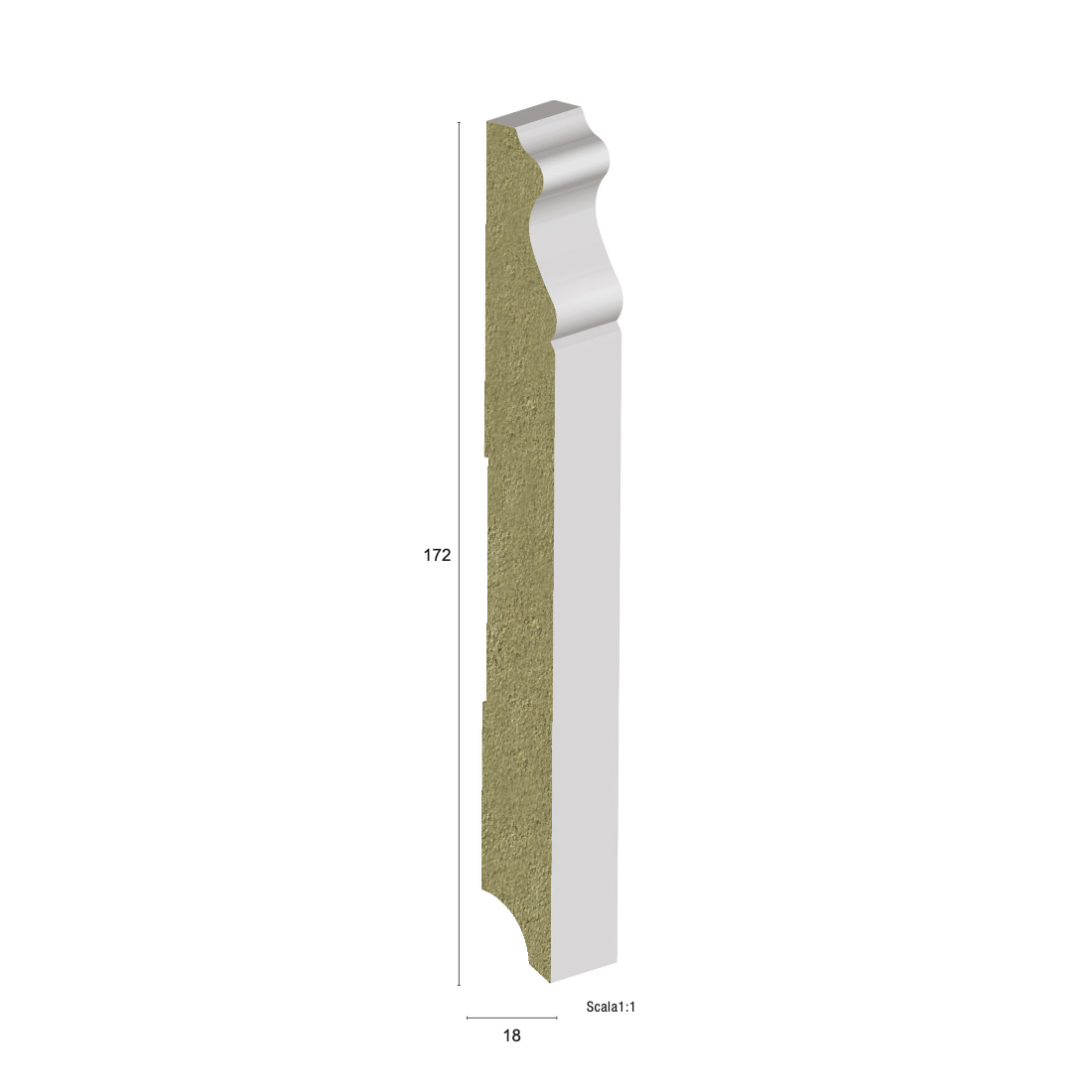 Plinta HDF alba P8 172×18 Pregio Plus