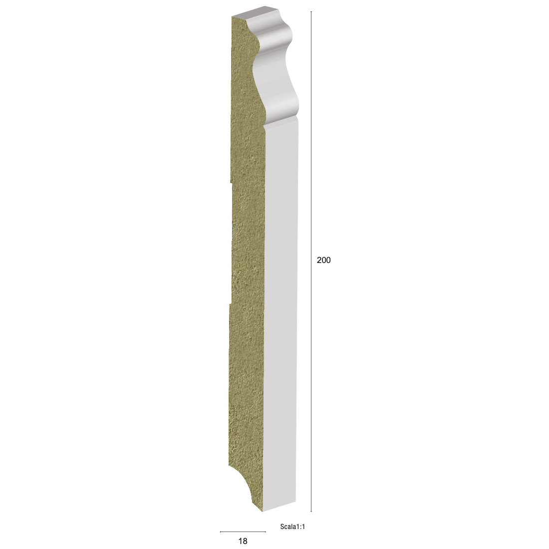 Plinta HDF alba P8 200×18 Pregio Plus