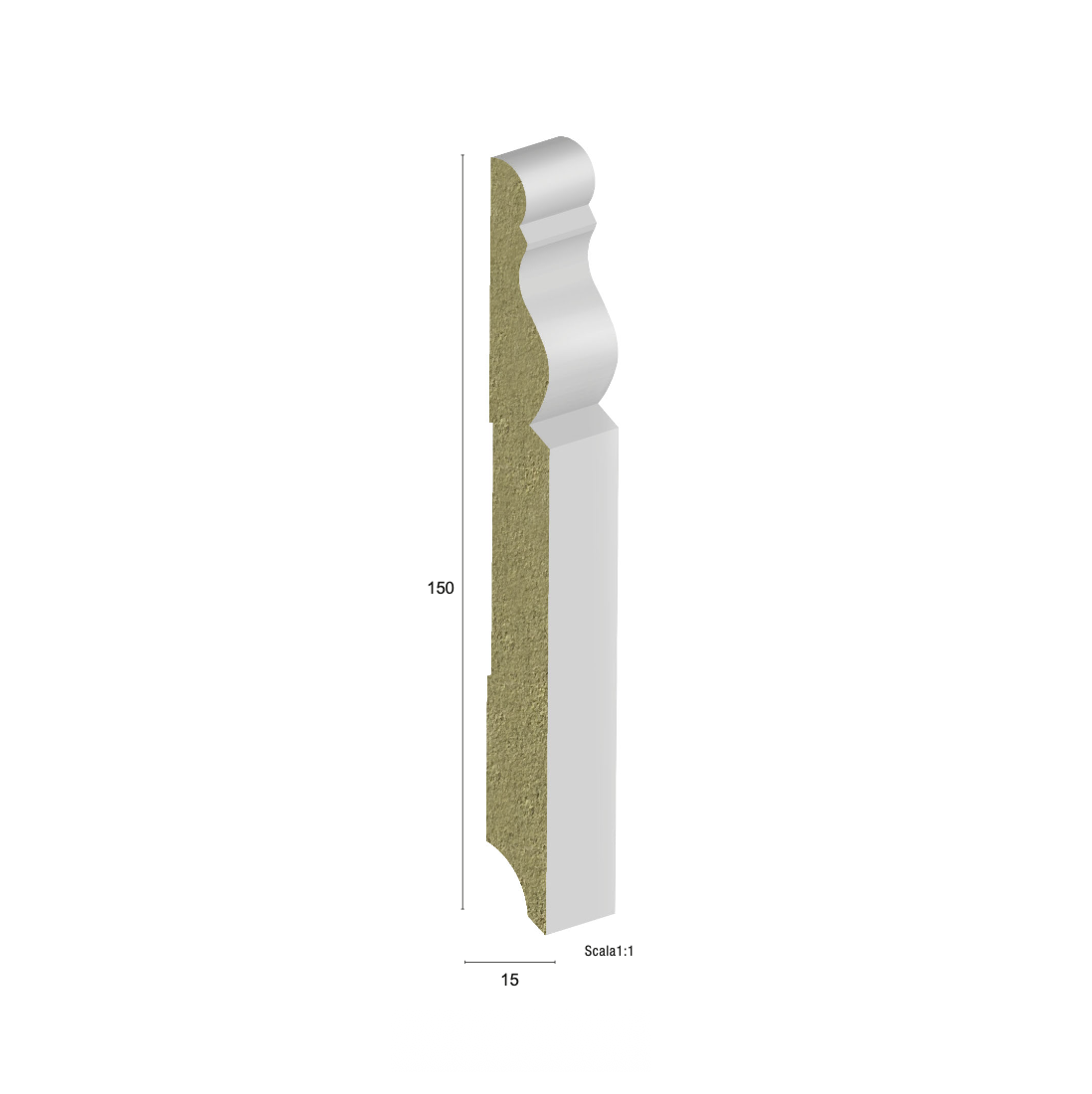 Plinta HDF alba P9 150×15 Pregio Plus