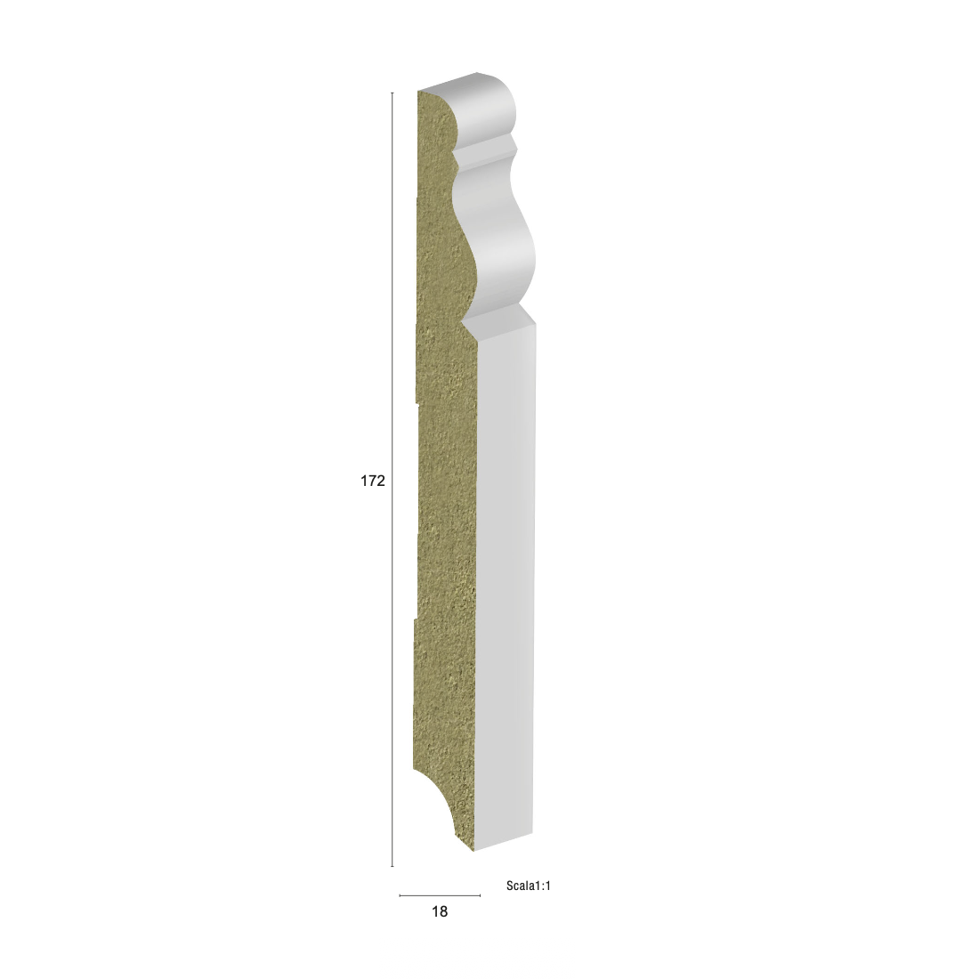 Plinta HDF alba P9 172×18 Pregio Plus
