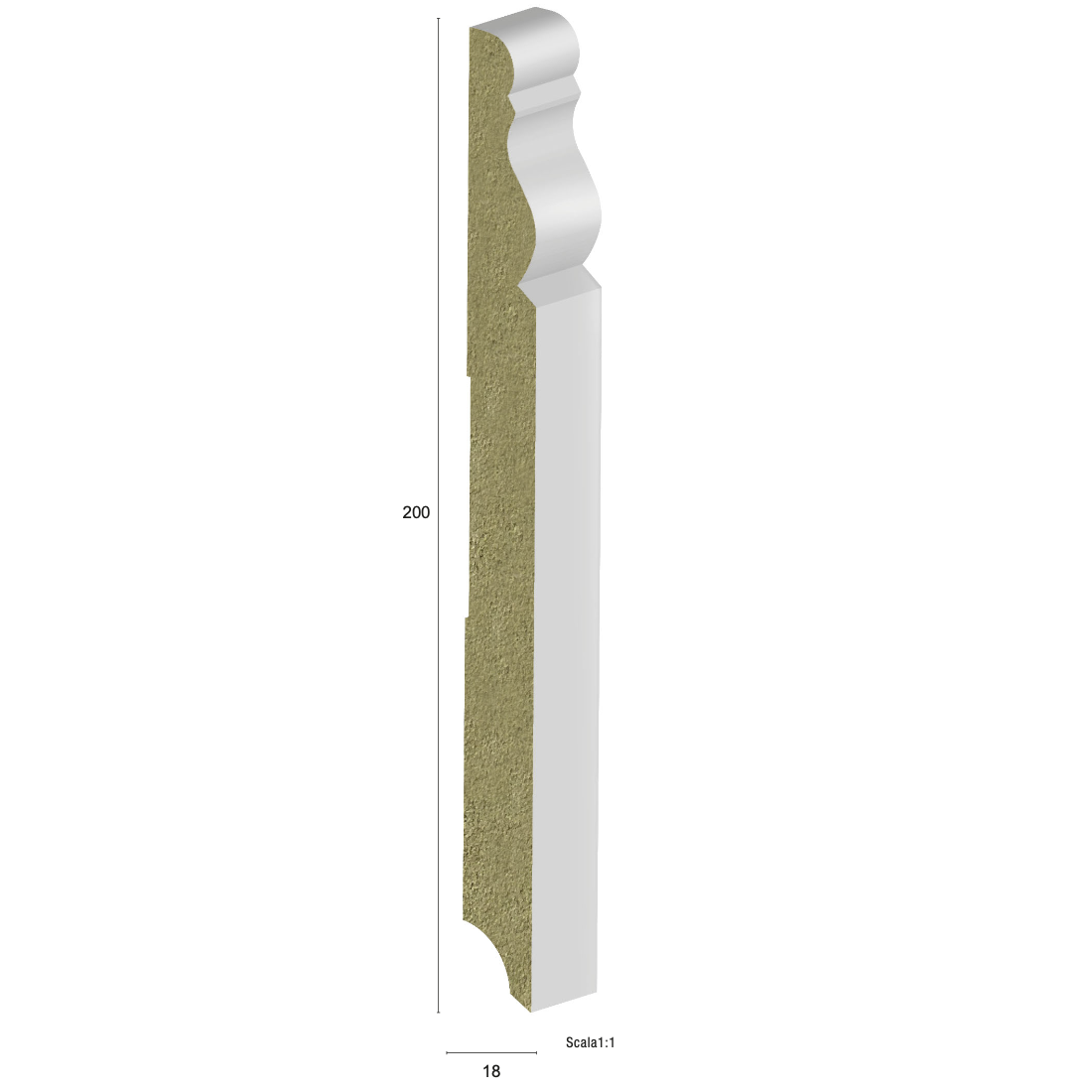 Plinta HDF alba P9 200×18 Pregio Plus